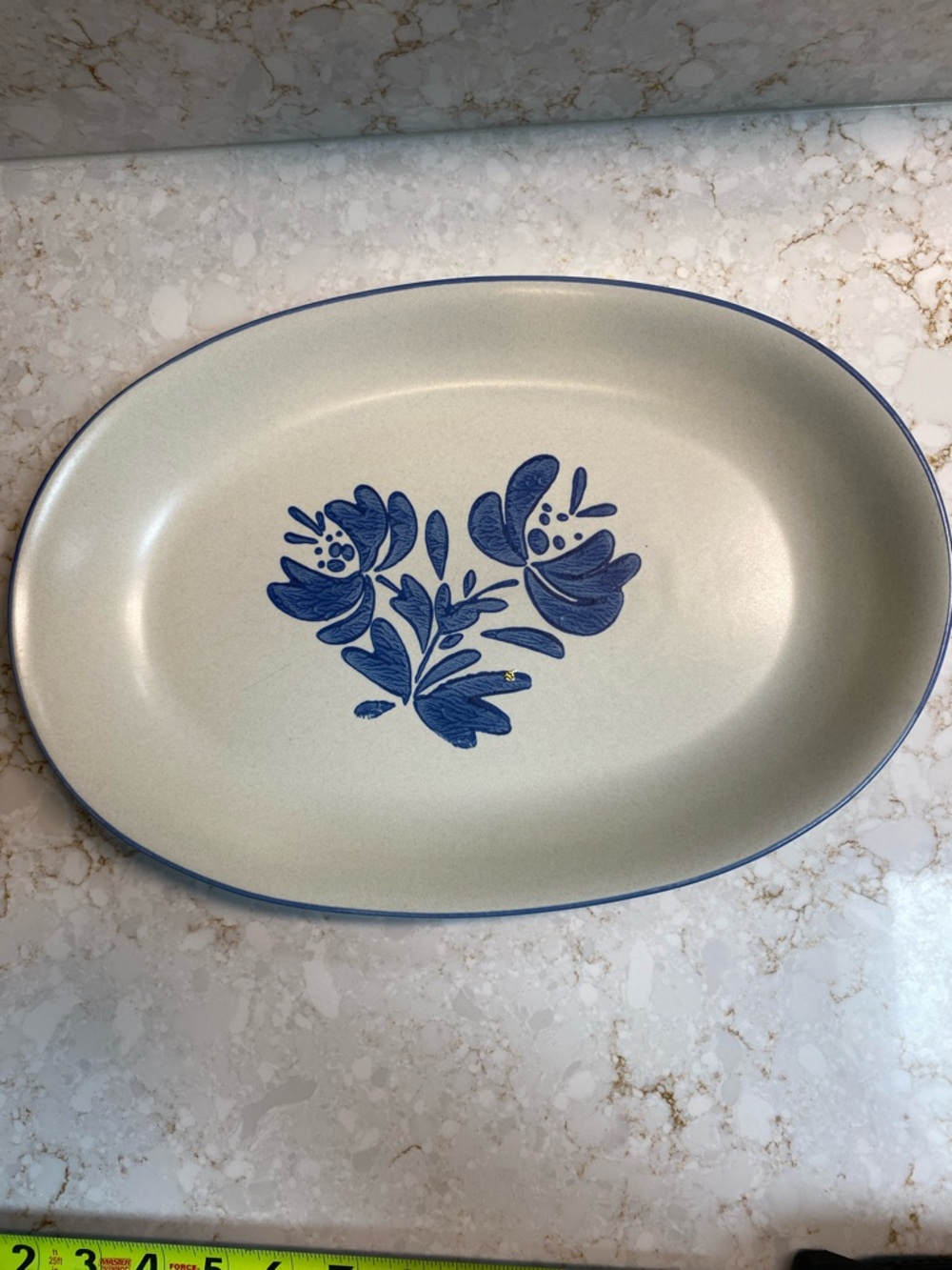 Pfaltzgraff Blue Floral Cream Oval Serving Platter